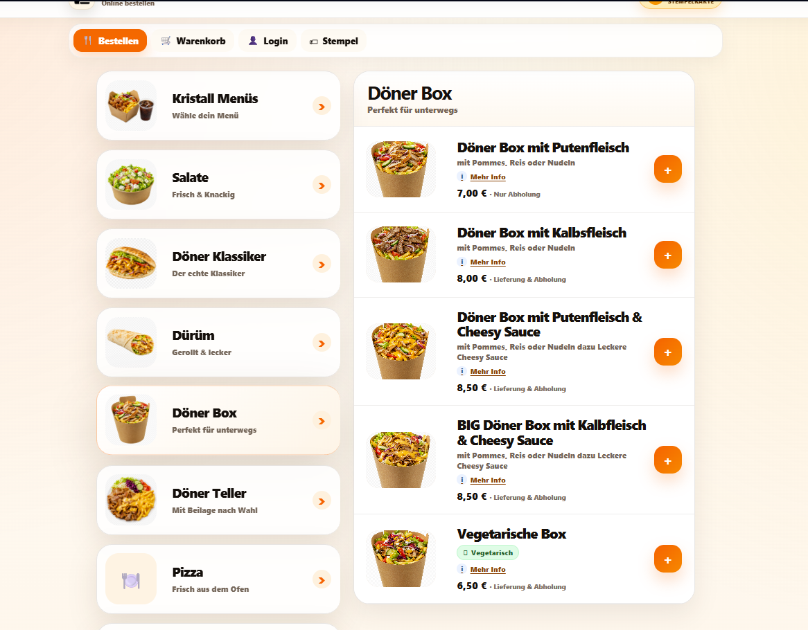 Kristall Döner – Digitales Bestellsystem